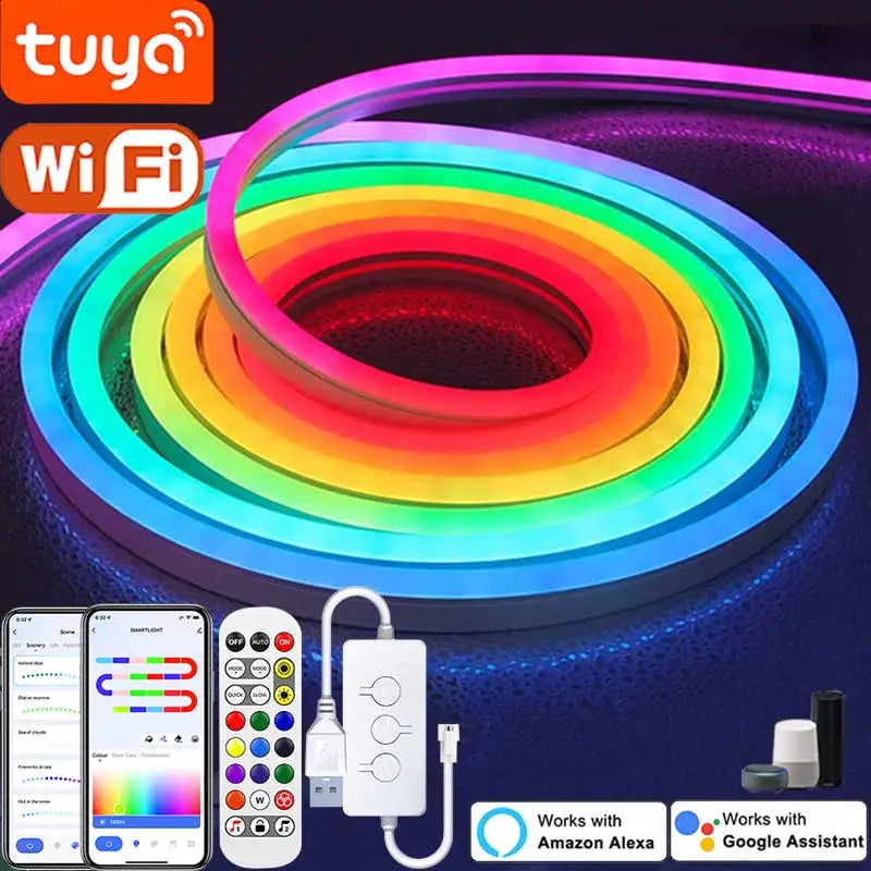 Ruban Néon LED Connecté WiFi RGBIC - Synchronisation Musicale