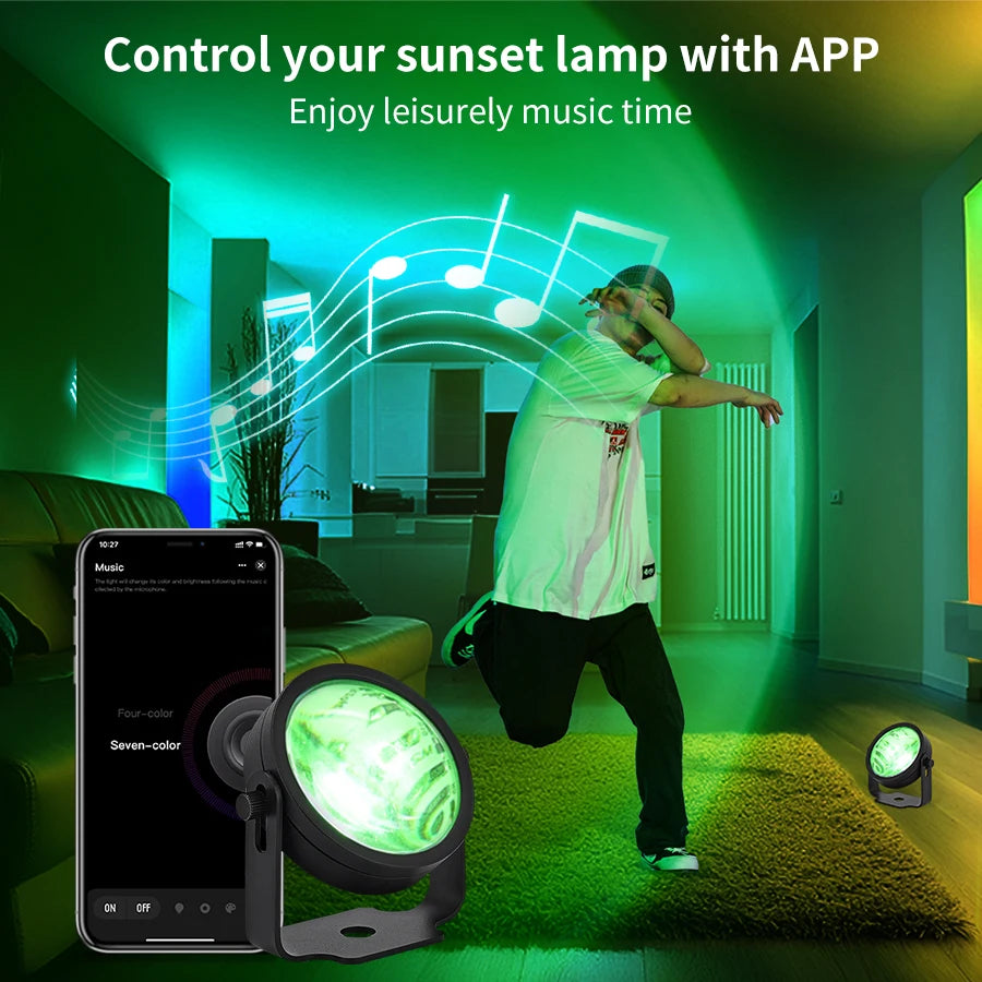 Lampe Projecteur Coucher de Soleil LED - Ambiance RGB