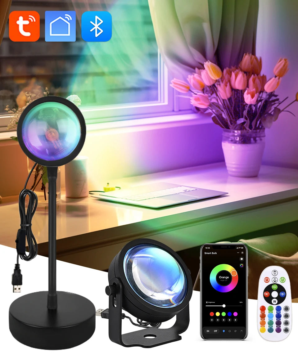 Lampe Projecteur Coucher de Soleil LED - Ambiance RGB