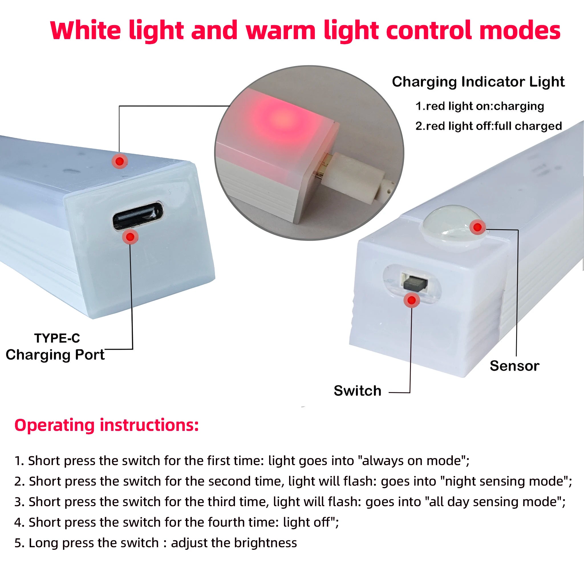 Veilleuse LED Sans Fil Rechargeable - Détecteur de Mouvement