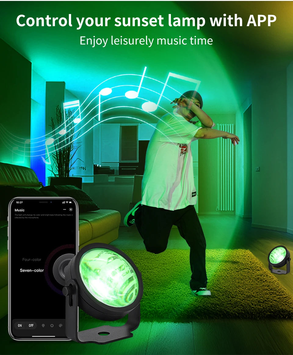 Lampe Projecteur Coucher de Soleil LED - Ambiance RGB