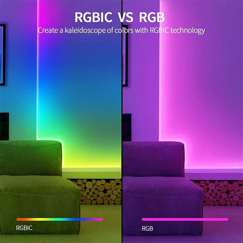 Ruban Néon LED Connecté WiFi RGBIC - Synchronisation Musicale