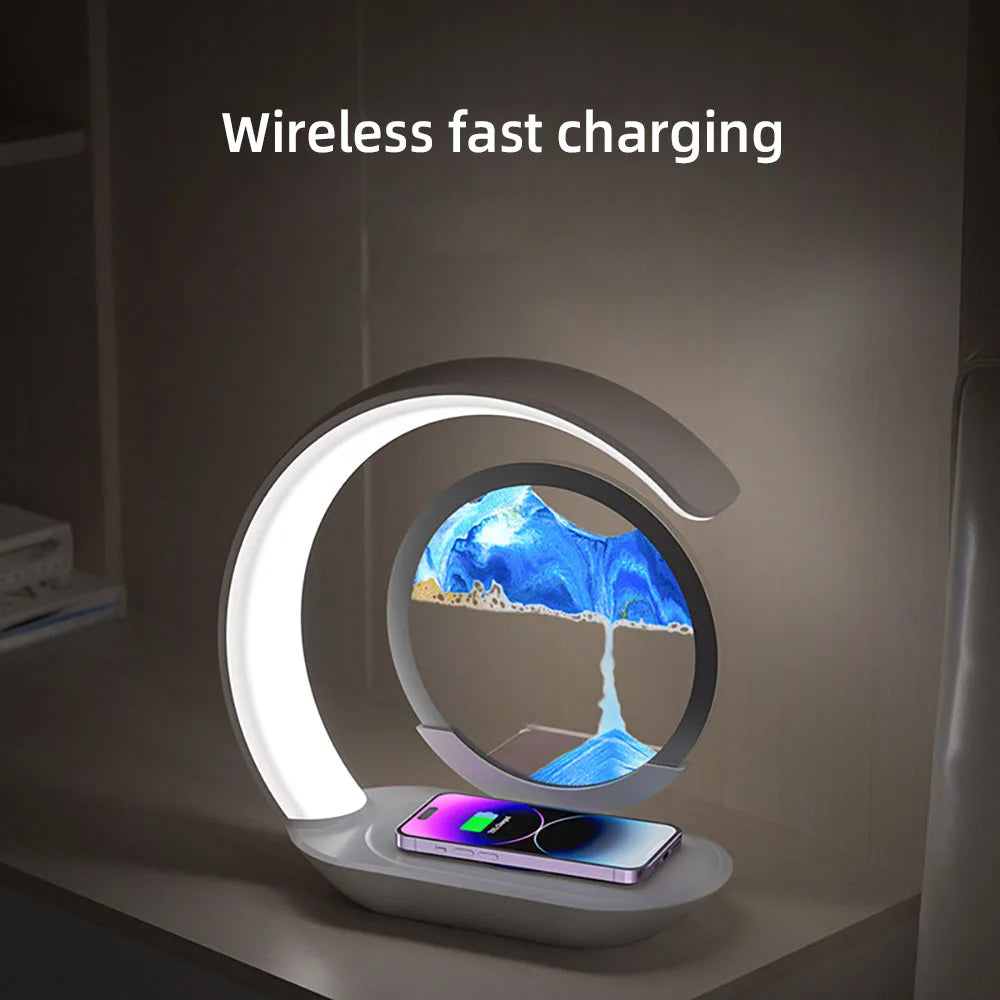 Lampe Sablier 3D avec Chargeur Sans Fil - Déco Design