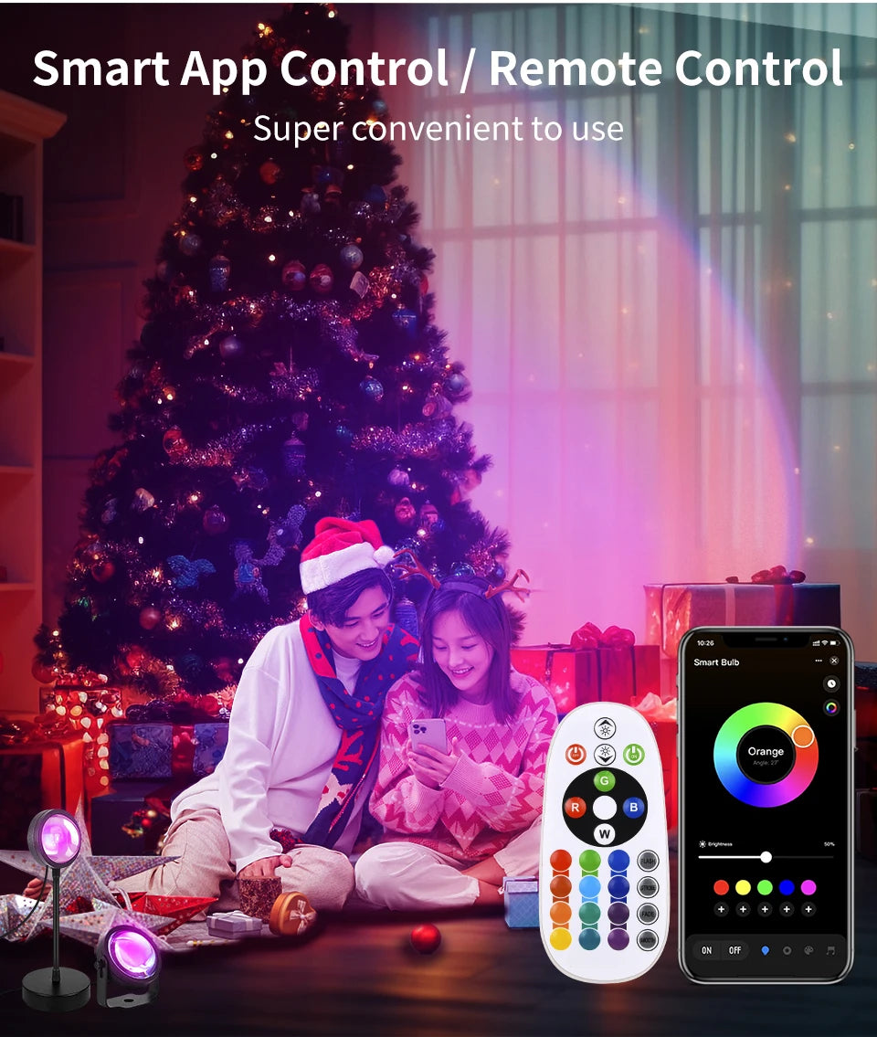 Lampe Projecteur Coucher de Soleil LED - Ambiance RGB