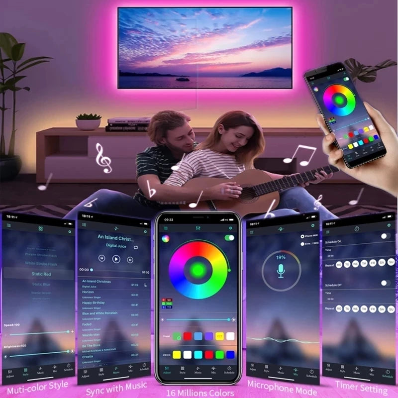 Ruban LED USB WiFi RGB 5050 - Rétroéclairage TV & Déco