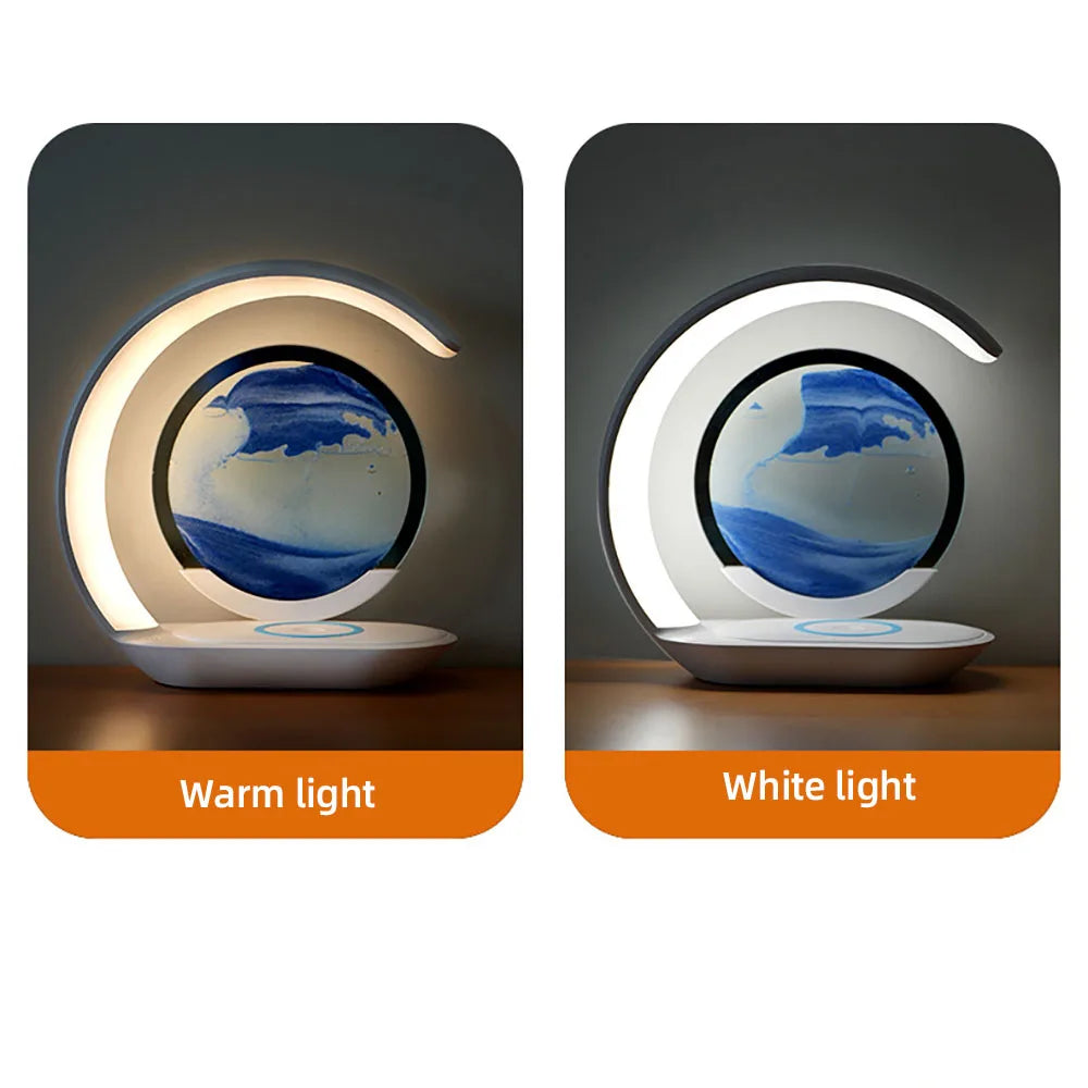 Lampe Sablier 3D avec Chargeur Sans Fil - Déco Design