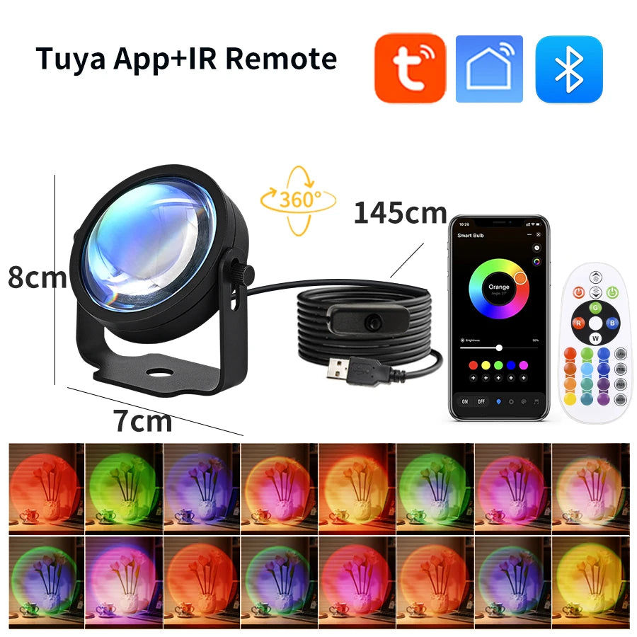 Lampe Projecteur Coucher de Soleil LED - Ambiance RGB