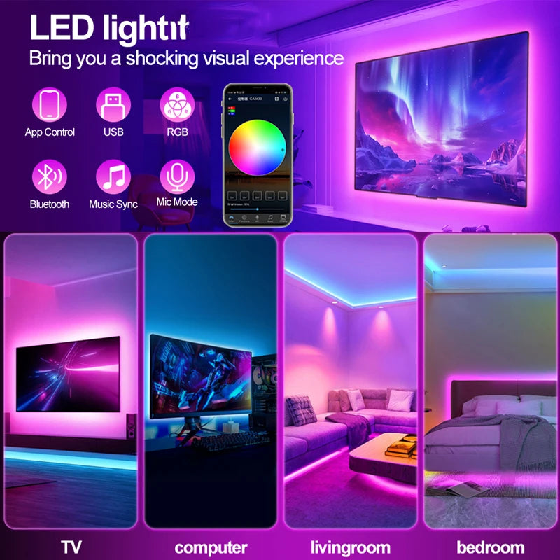 Ruban LED USB WiFi RGB 5050 - Rétroéclairage TV & Déco