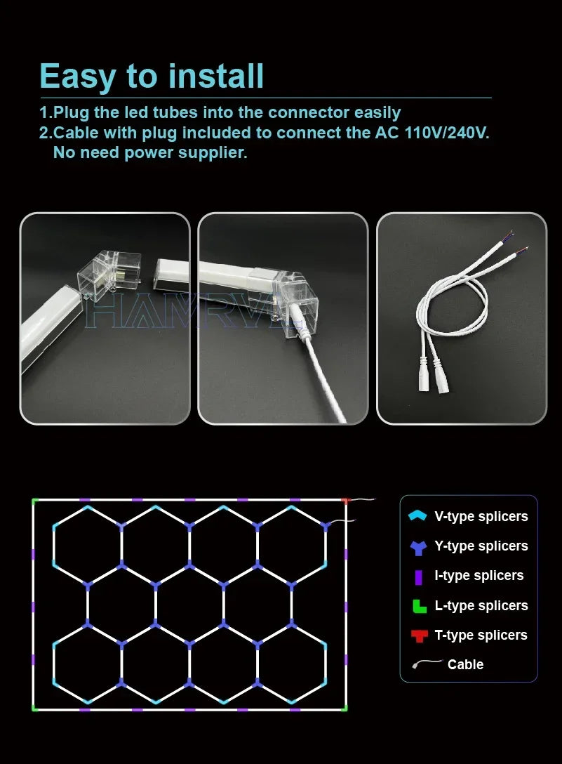Panneaux LED Hexagonaux Connectés - Éclairage Modulaire