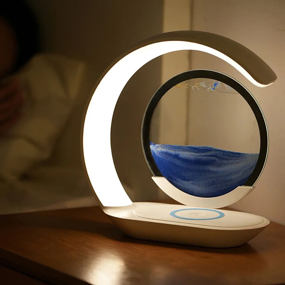 Lampe Sablier 3D avec Chargeur Sans Fil - Déco Design
