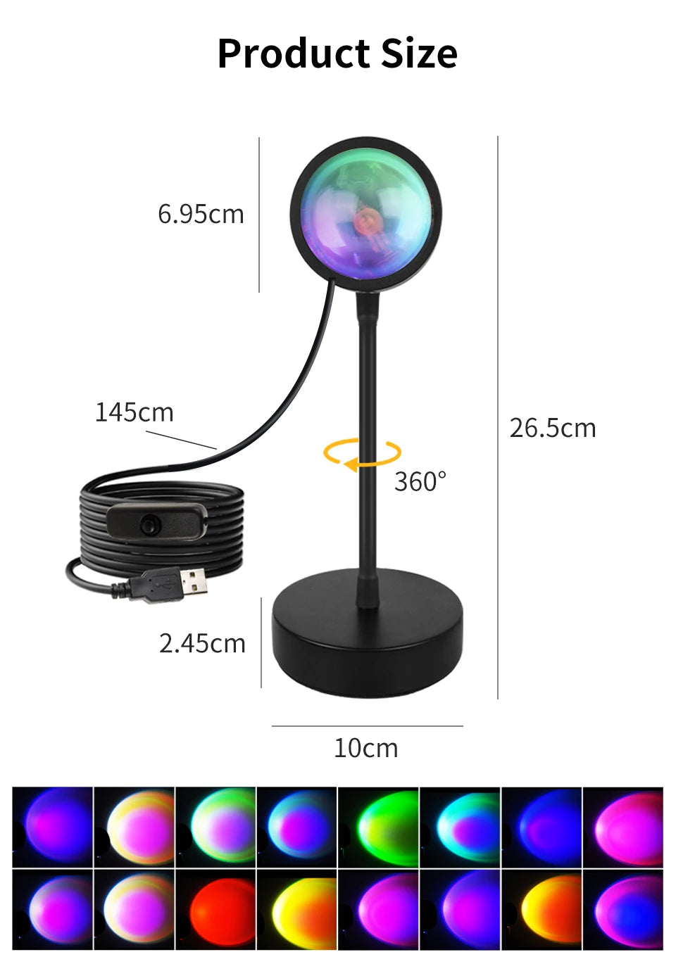Lampe Projecteur Coucher de Soleil LED - Ambiance RGB