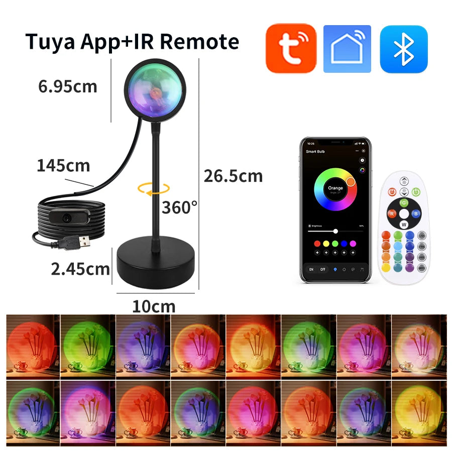 Lampe Projecteur Coucher de Soleil LED - Ambiance RGB