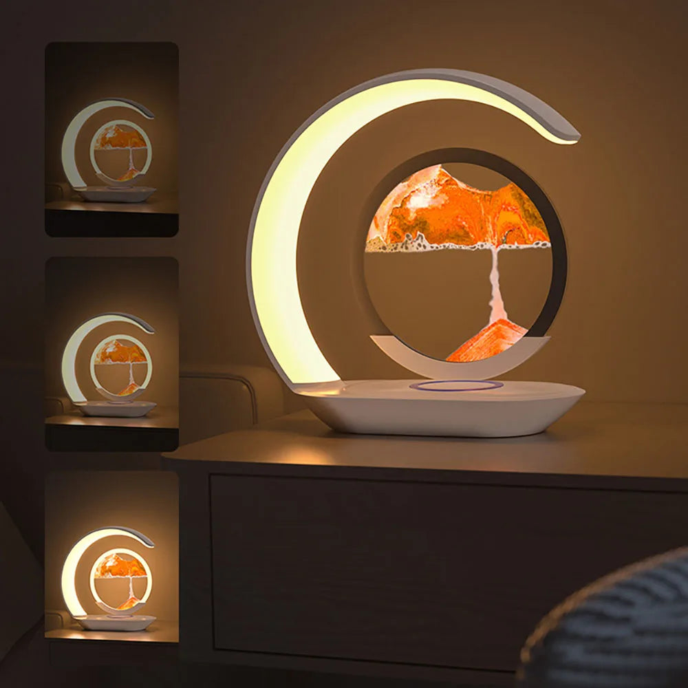 Lampe Sablier 3D avec Chargeur Sans Fil - Déco Design