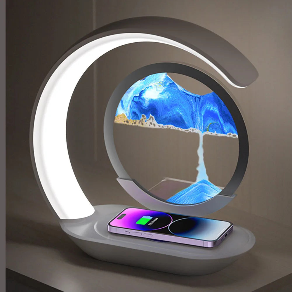 Lampe Sablier 3D avec Chargeur Sans Fil - Déco Design