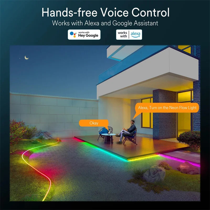 Ruban Néon LED Connecté WiFi RGBIC - Synchronisation Musicale