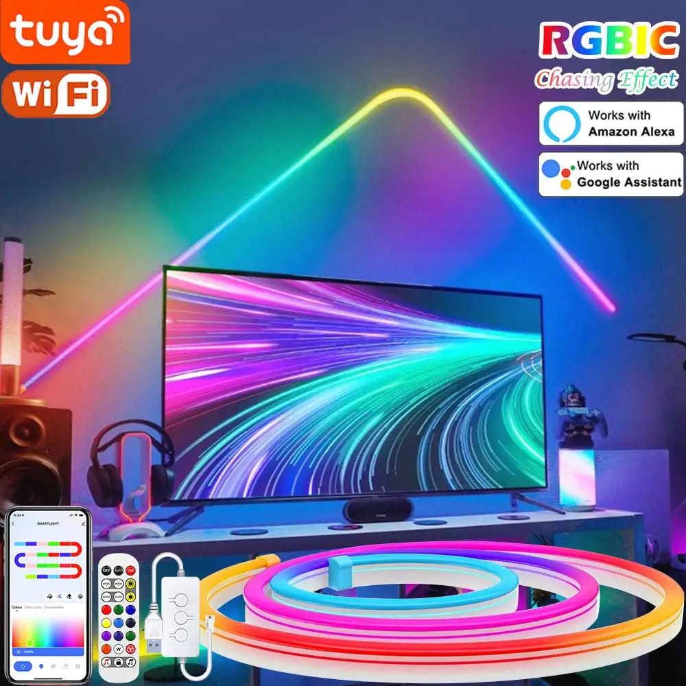 Ruban Néon LED Connecté WiFi RGBIC - Synchronisation Musicale