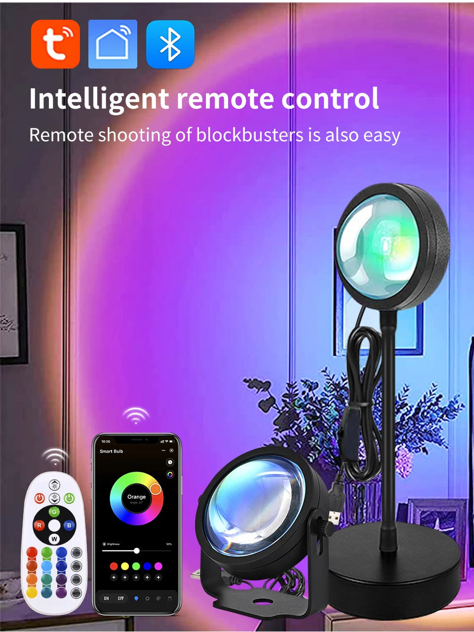 Lampe Projecteur Coucher de Soleil LED - Ambiance RGB