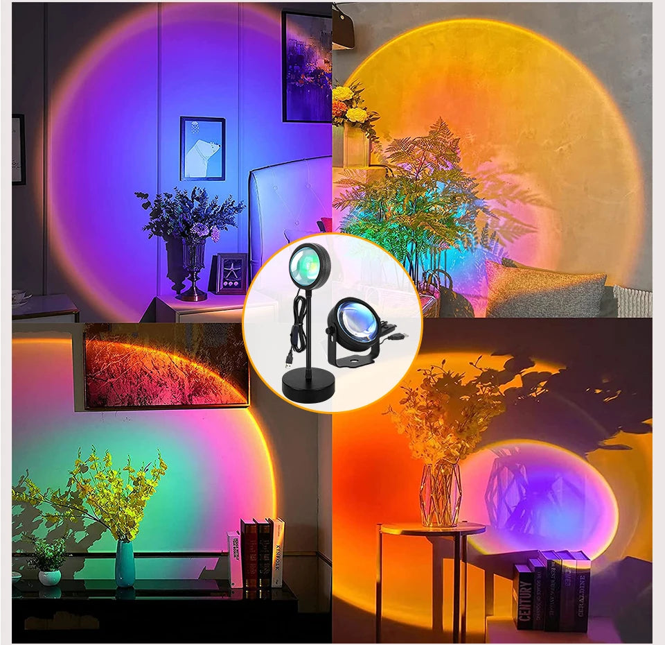 Lampe Projecteur Coucher de Soleil LED - Ambiance RGB