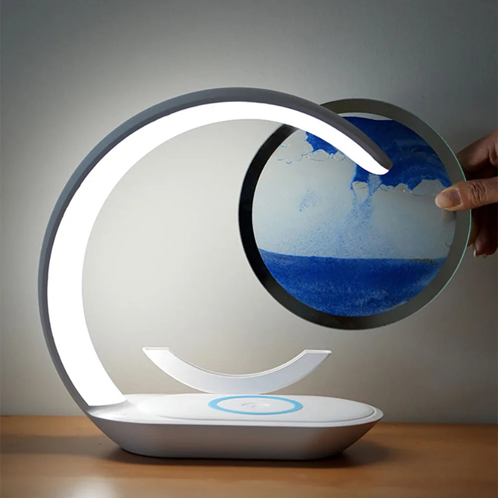 Lampe Sablier 3D avec Chargeur Sans Fil - Déco Design