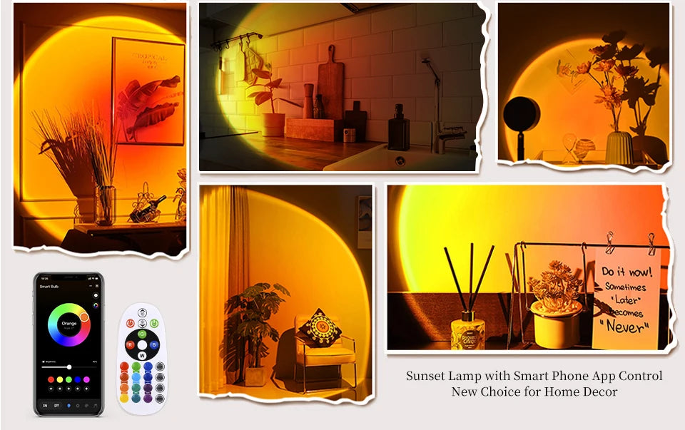 Lampe Projecteur Coucher de Soleil LED - Ambiance RGB