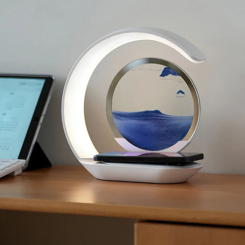 Lampe Sablier 3D avec Chargeur Sans Fil - Déco Design
