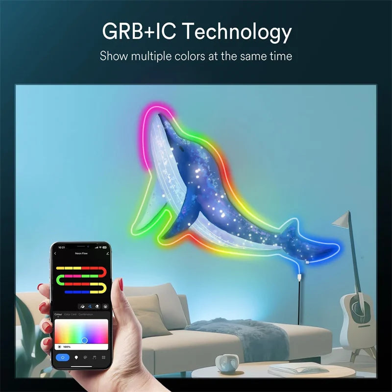 Ruban Néon LED Connecté WiFi RGBIC - Synchronisation Musicale