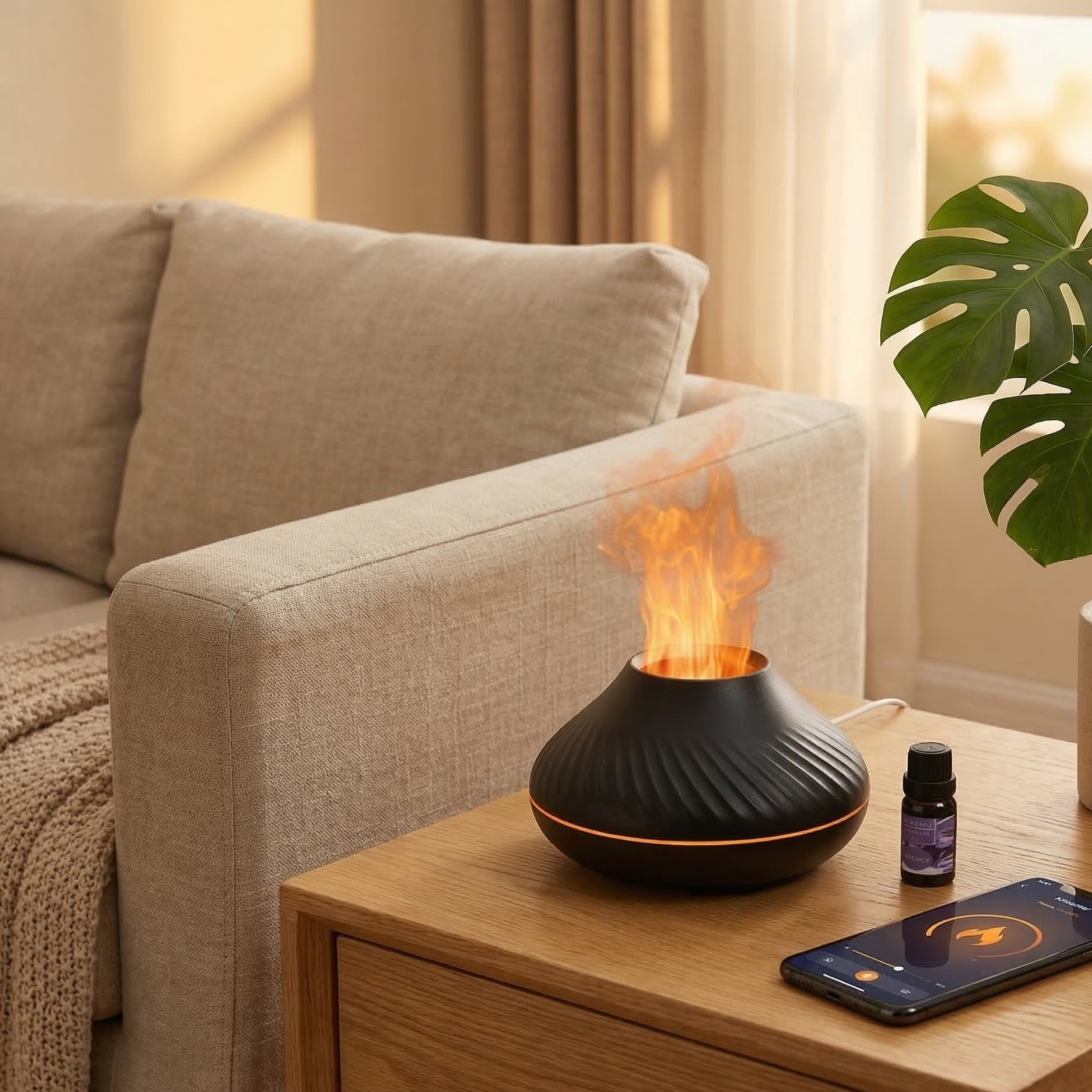 Diffuseur Huiles Essentielles Volcanique USB - Brume & LED